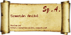 Szmetán Anikó névjegykártya